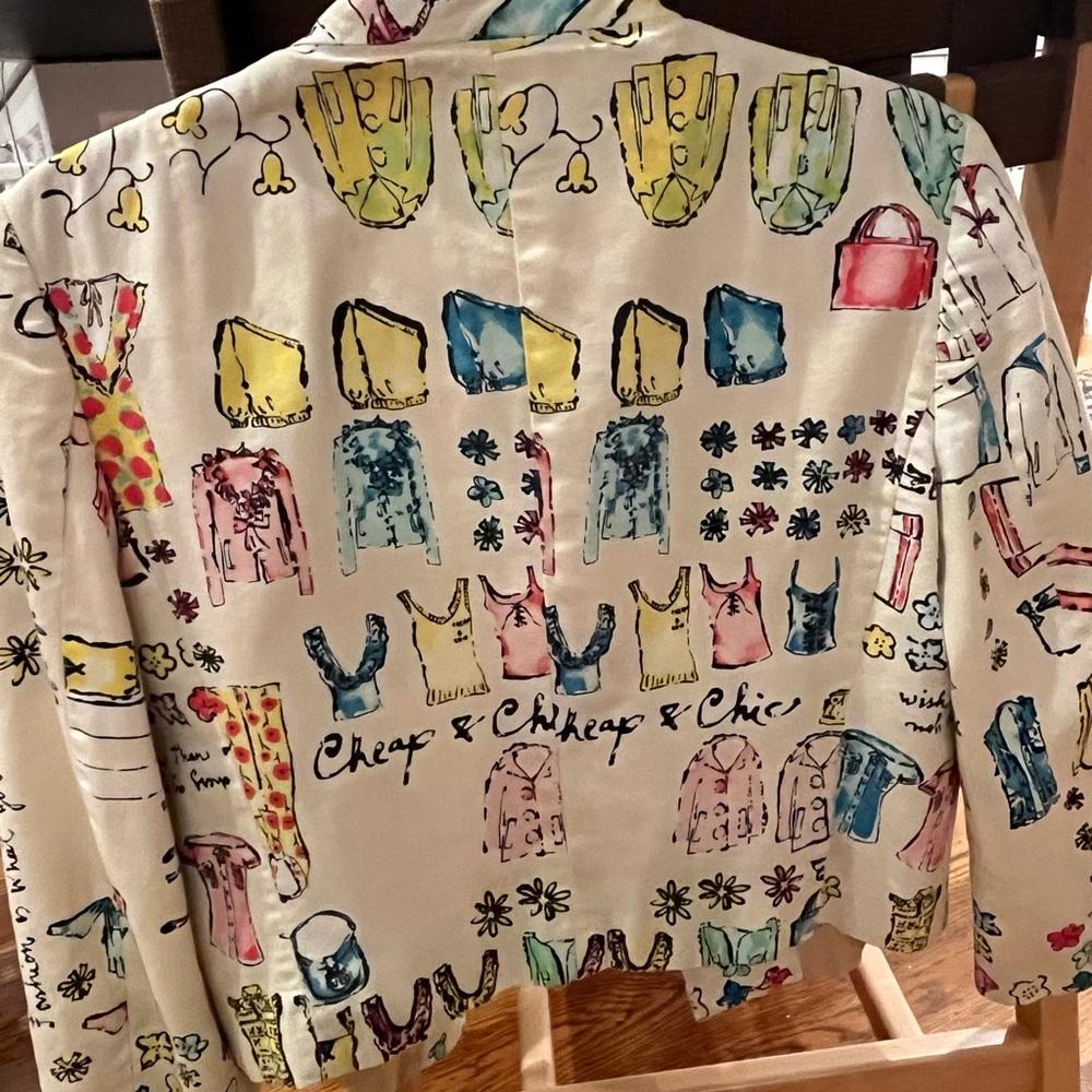 Moschino Cream Jacket with Colorful Watercolor Print - Picture 3 of 8